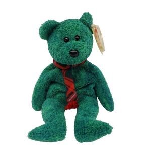 Vintage Wallace 1999 Green Bear with Red Plaid Scarf